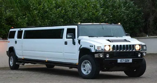 White Stretched Hummer Limousine in White