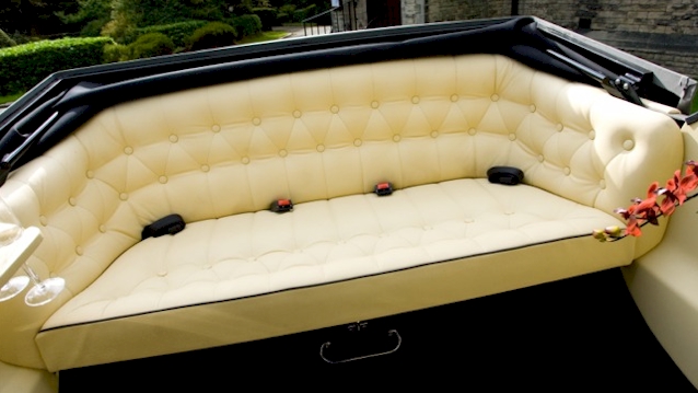 Inside Bench rear seat in Cream Leather