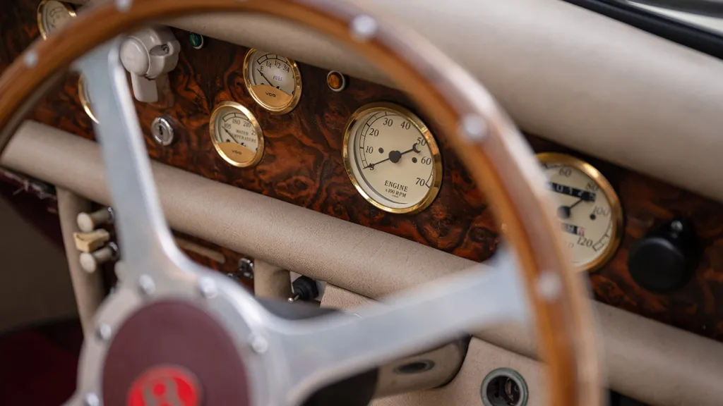 Wooden Dashboard view with wooden sterring wheel