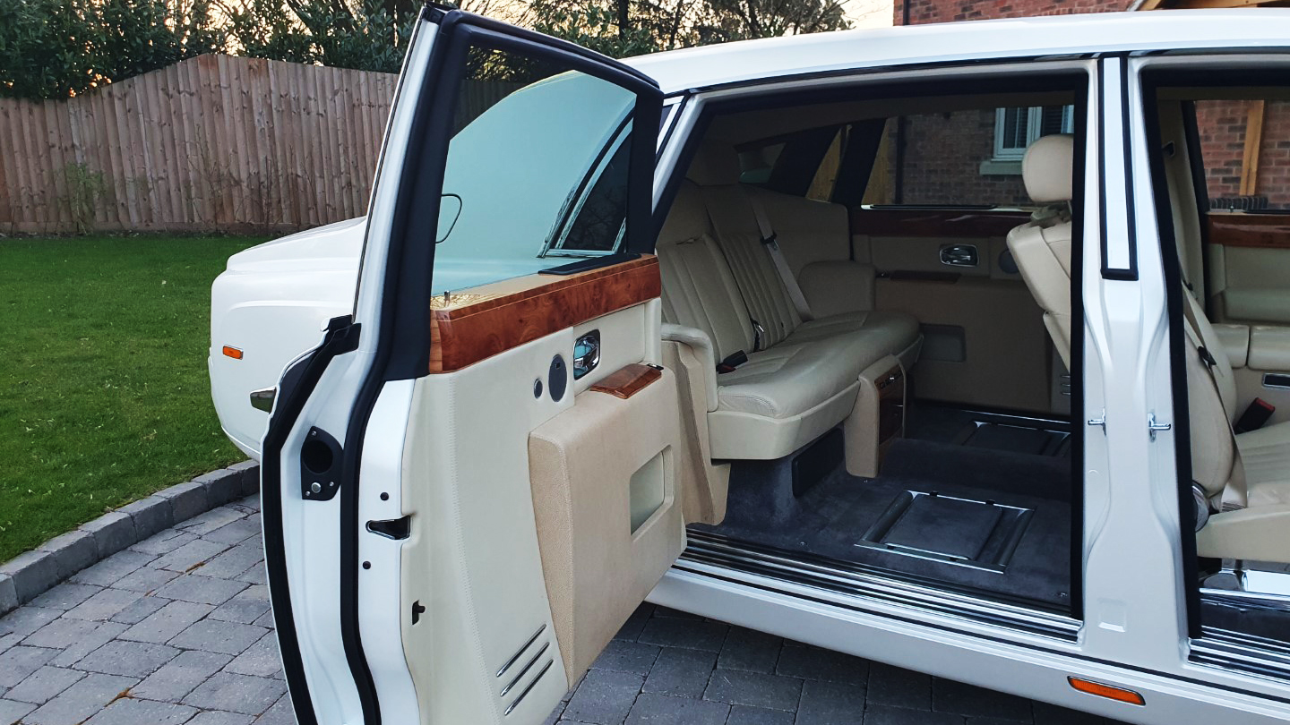 Rear seating area with crema leather interior and large leg room