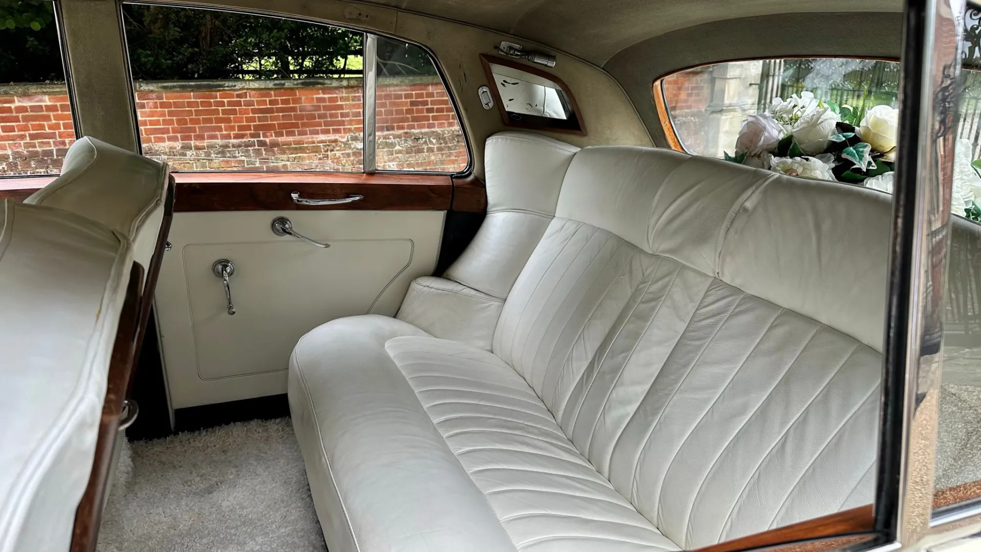 Cream interior of the Classic rolls-Royce Silver Cloud