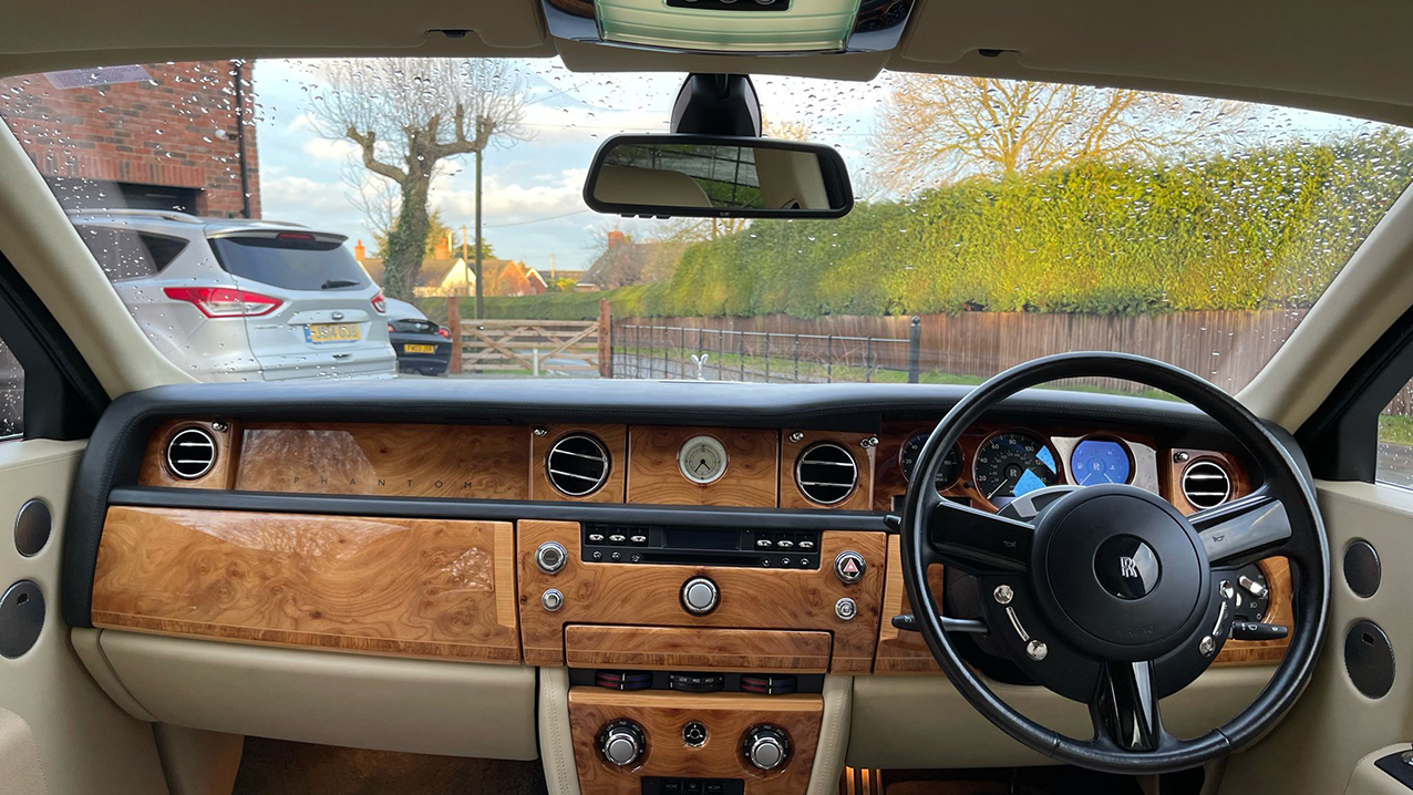 interior view of wooden dashboard