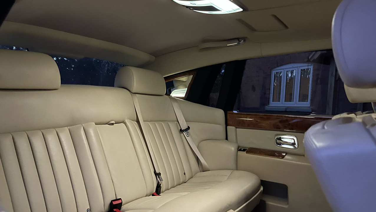 rear interior view of cream leather interior