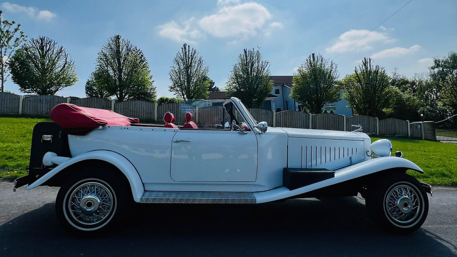 White Beauford with roof down