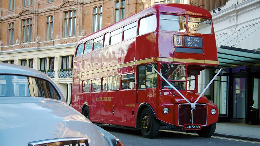 Routemaster bus in street of London