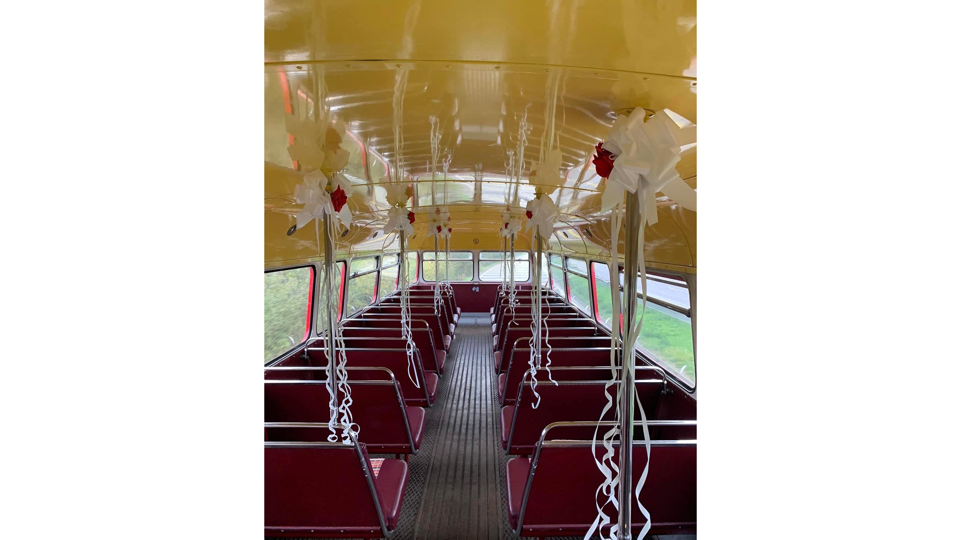 Interior of Routemaster Bus with Wedding Decoration