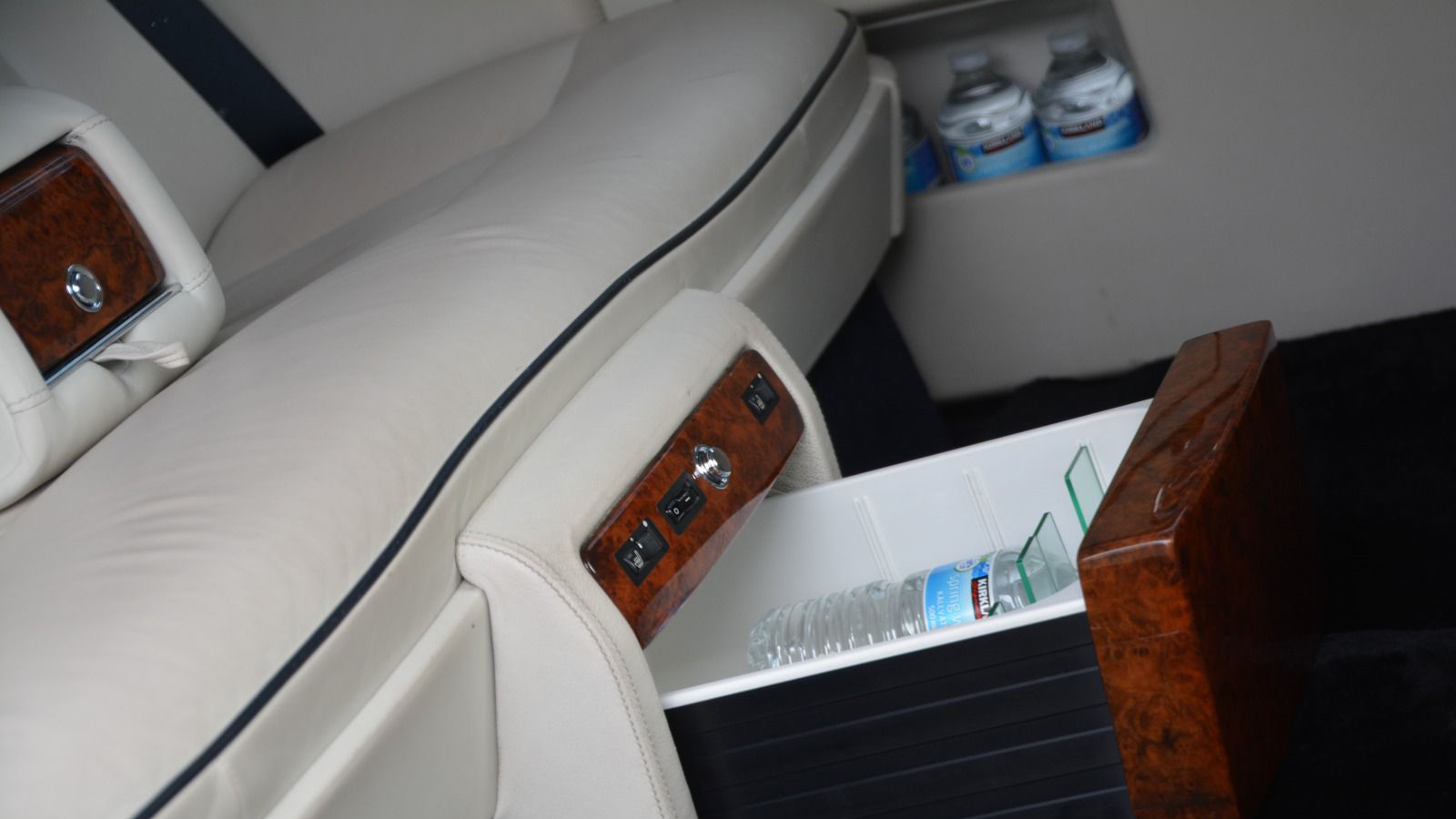 interior of Rolls-Royce Phantom mini fridge open