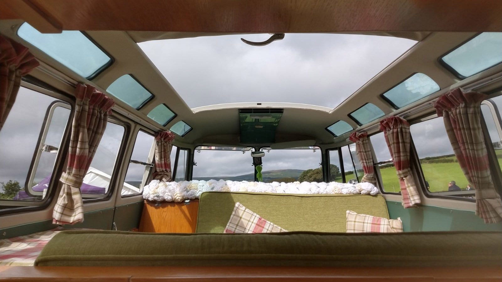 inside photos of volkswagen campervan fully open sunroof