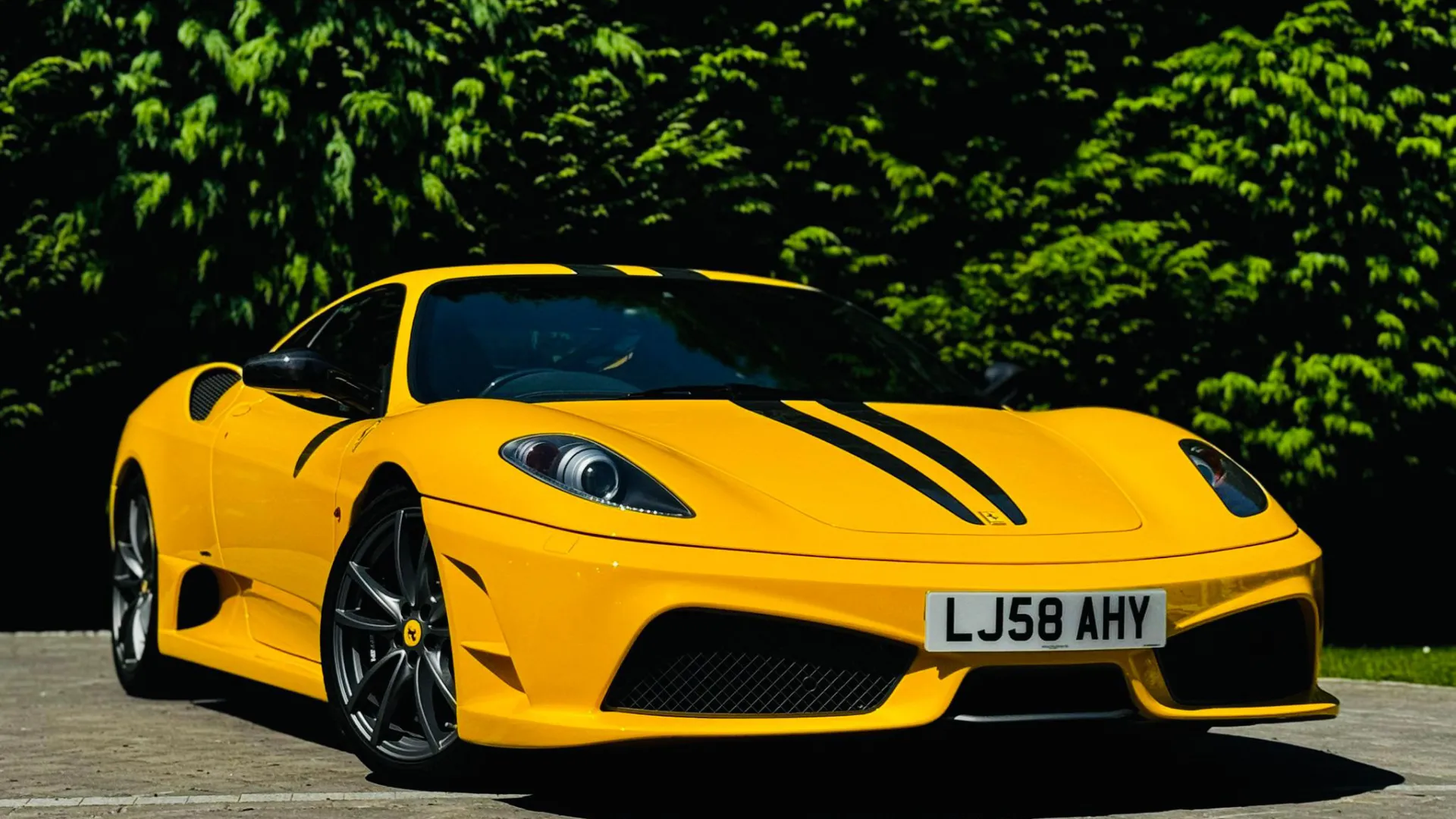 Front view of Yellow Ferrari