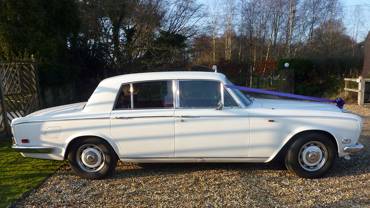 Full right view of Classic Rolls-Royce in White