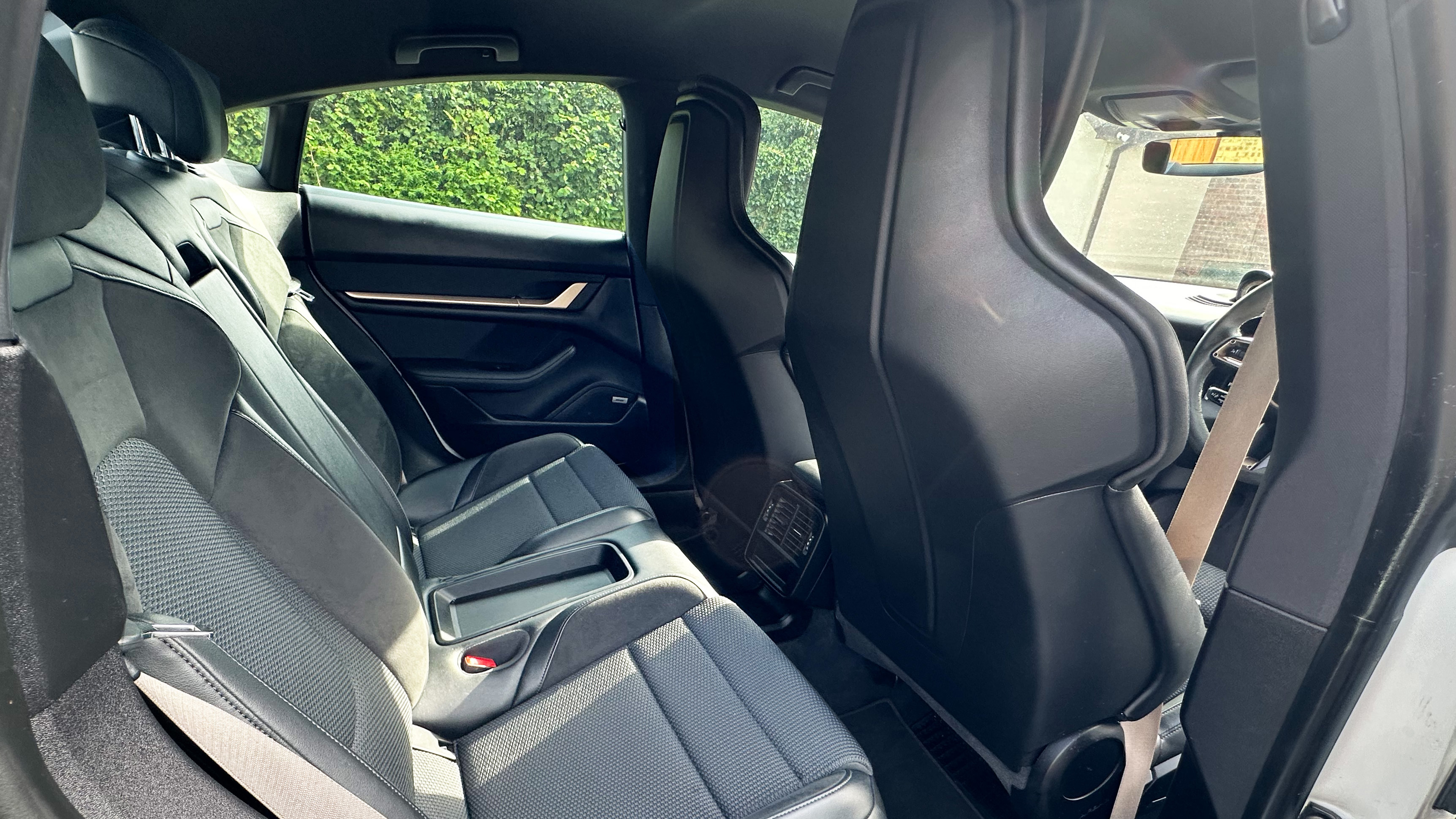 Black interior rear passengers seats in Porsche Taycan