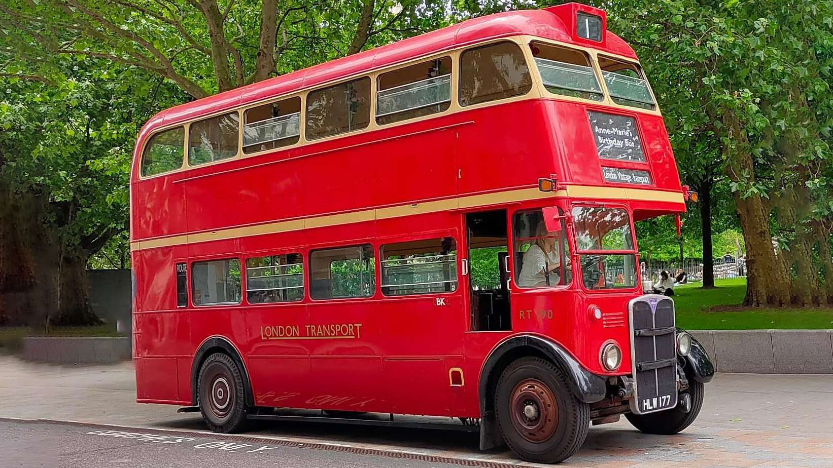 Right side view of Double Decker Red bus in the Street of London