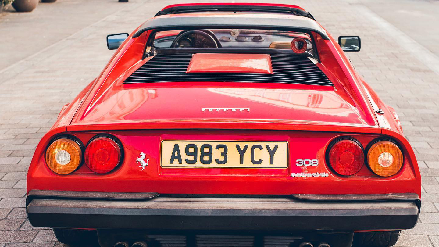 Red Ferrari rear view