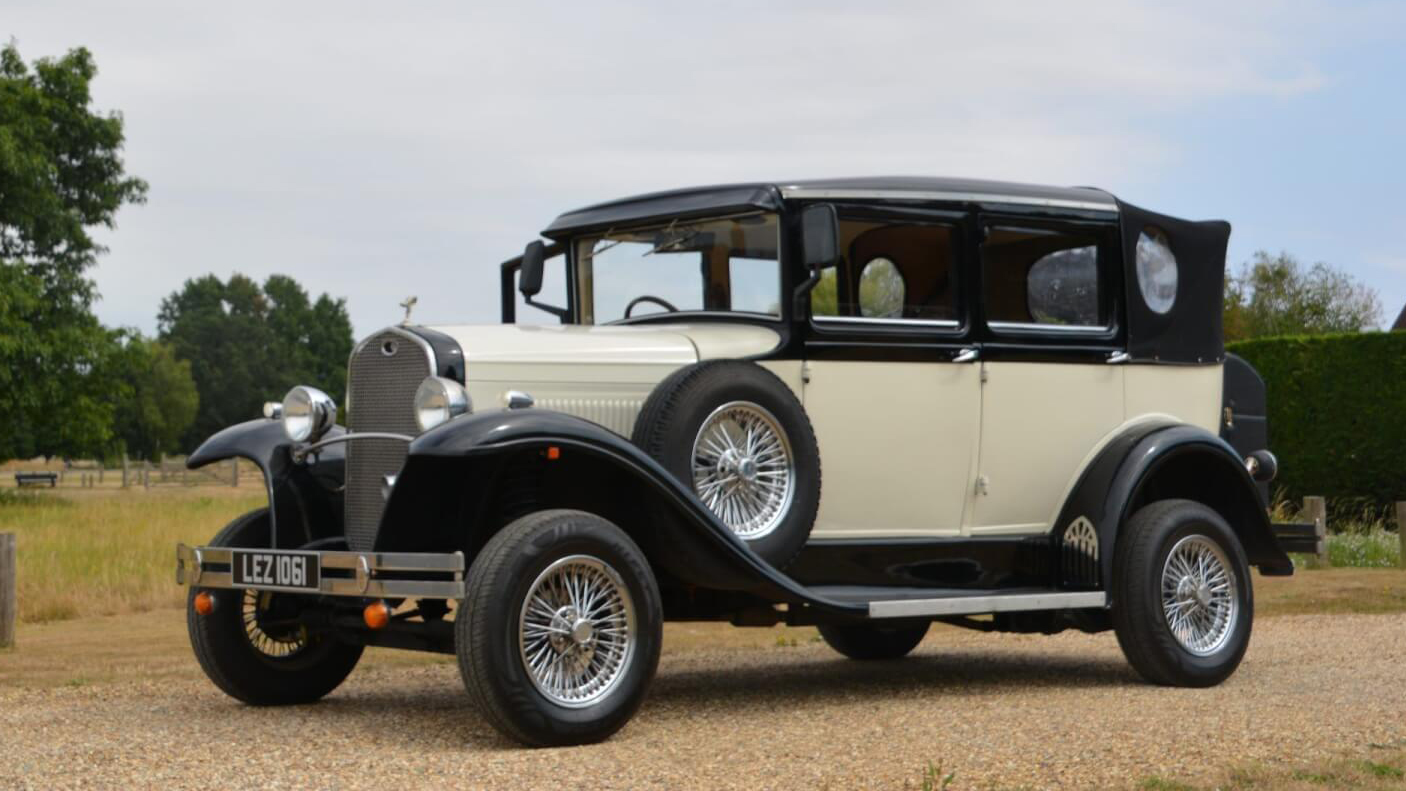 Black and Ivory vintage style Badsworth with soft top black roof