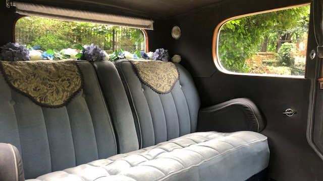 vintage American Cadillac in Blue and White