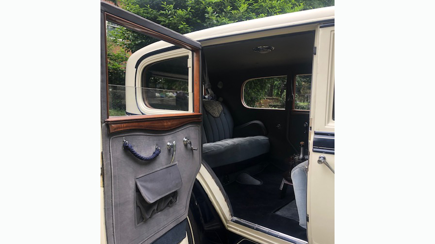 vintage American Cadillac in Blue and White