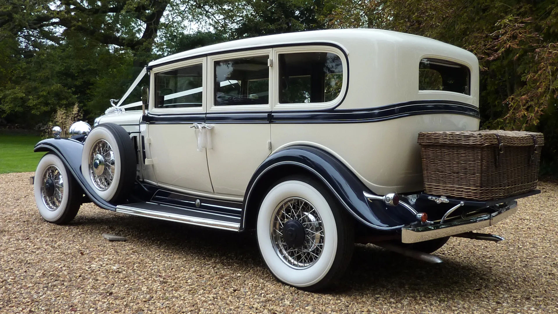 vintage American Cadillac in Blue and White