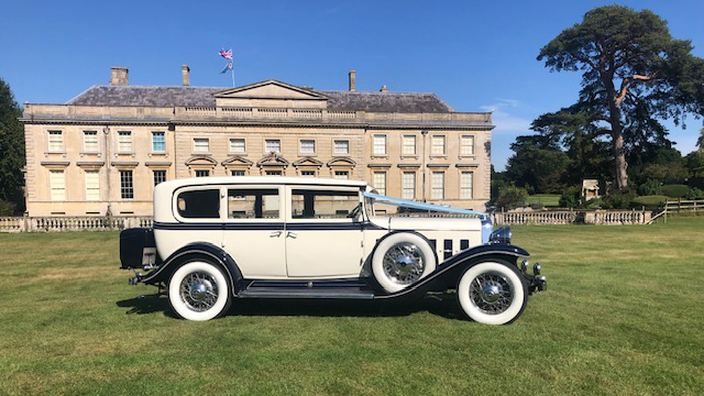 vintage American Cadillac in Blue and White