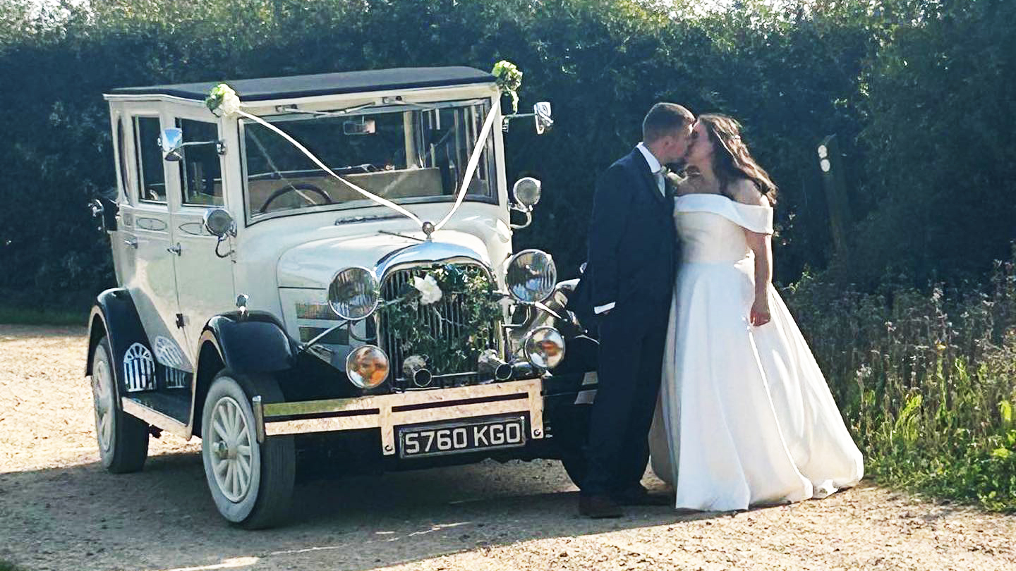 Convertible Black and Ivory 1930s vintage style wedding car