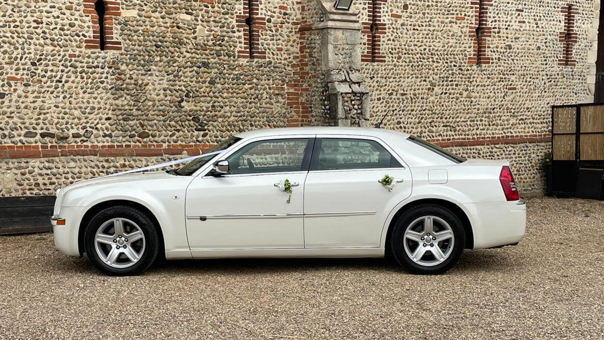 White Modern Chrysler 300c saloon car