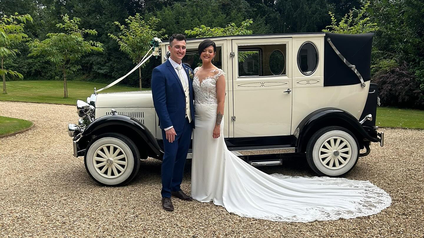 Convertible Black and Ivory 1930s vintage style wedding car