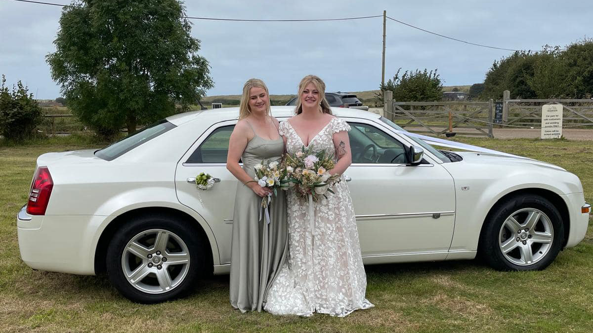 White Modern Chrysler 300c saloon car