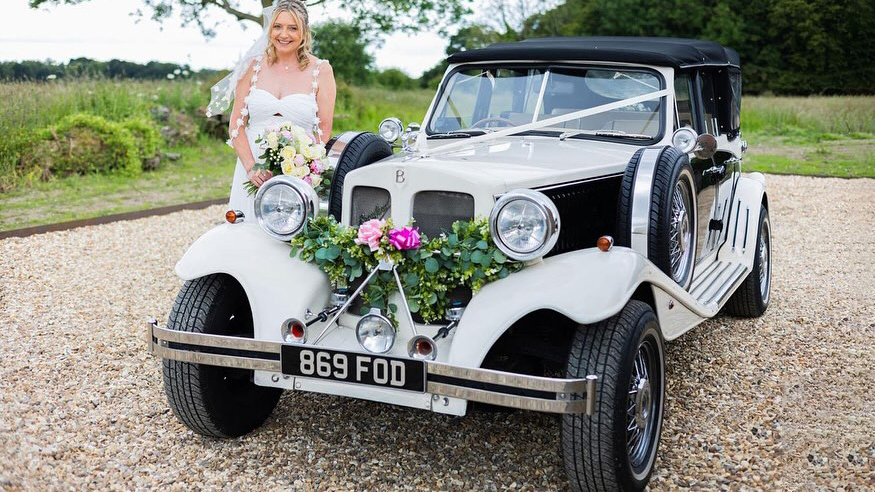 Black & White Vintage Beauford  with Bride in the background