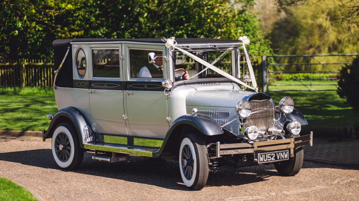 Two-Tonw Silver Vintage Imperial Convertible Limousine