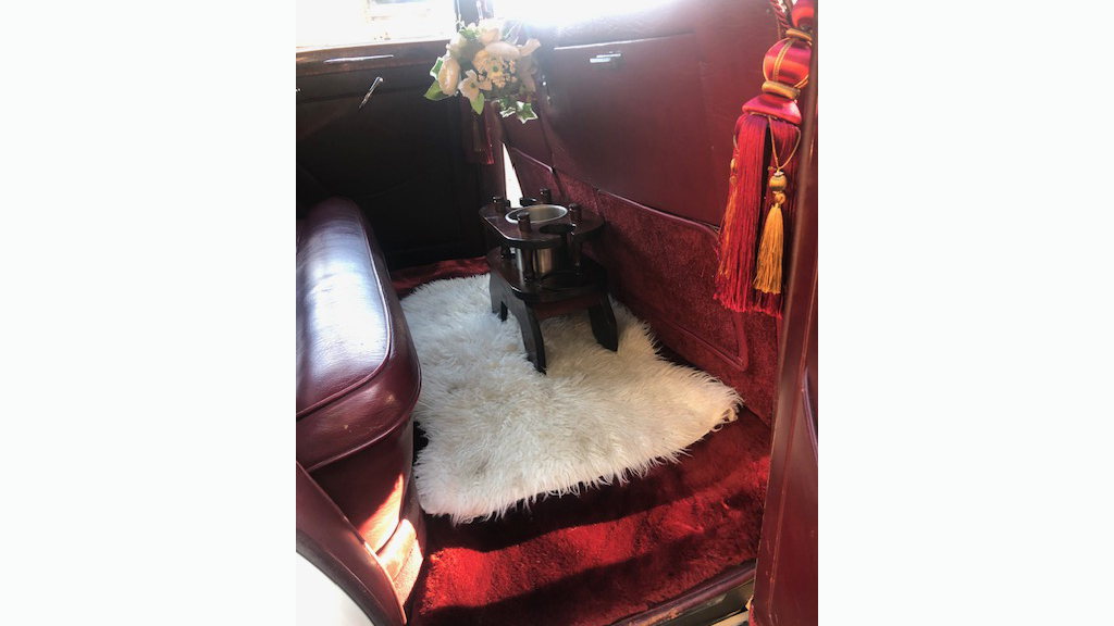 drink stand inside classic rolls-royce