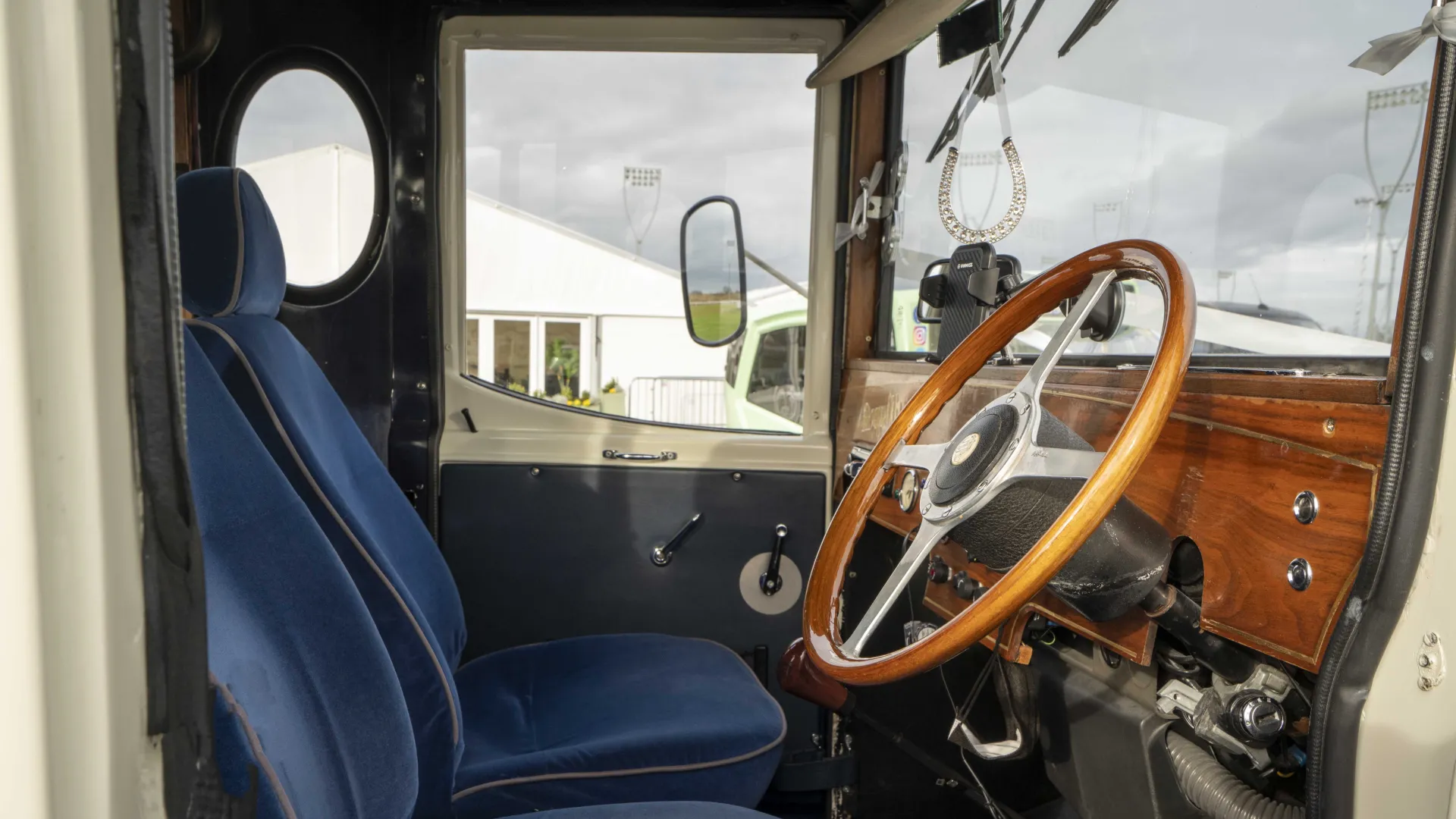 Blue and Ivory Vintage Asquith Bus