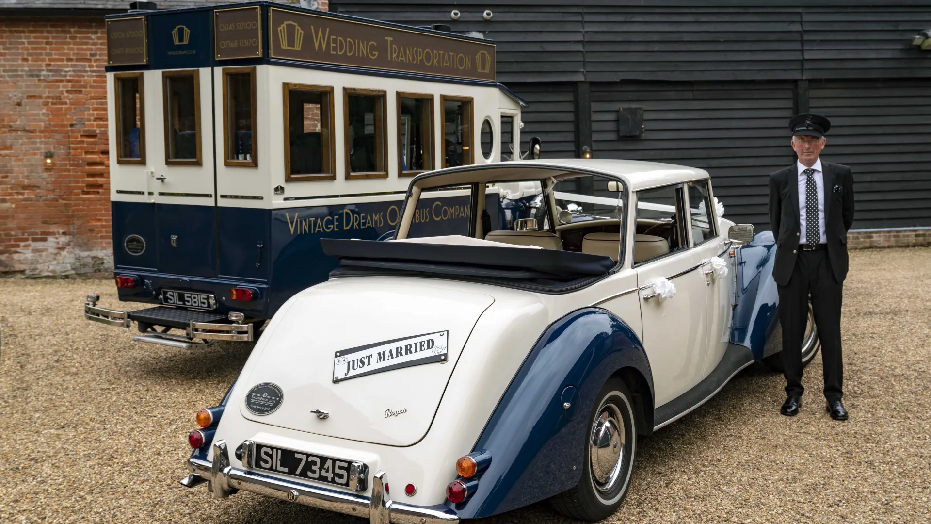 Blue and Ivory Vintage Asquith Bus