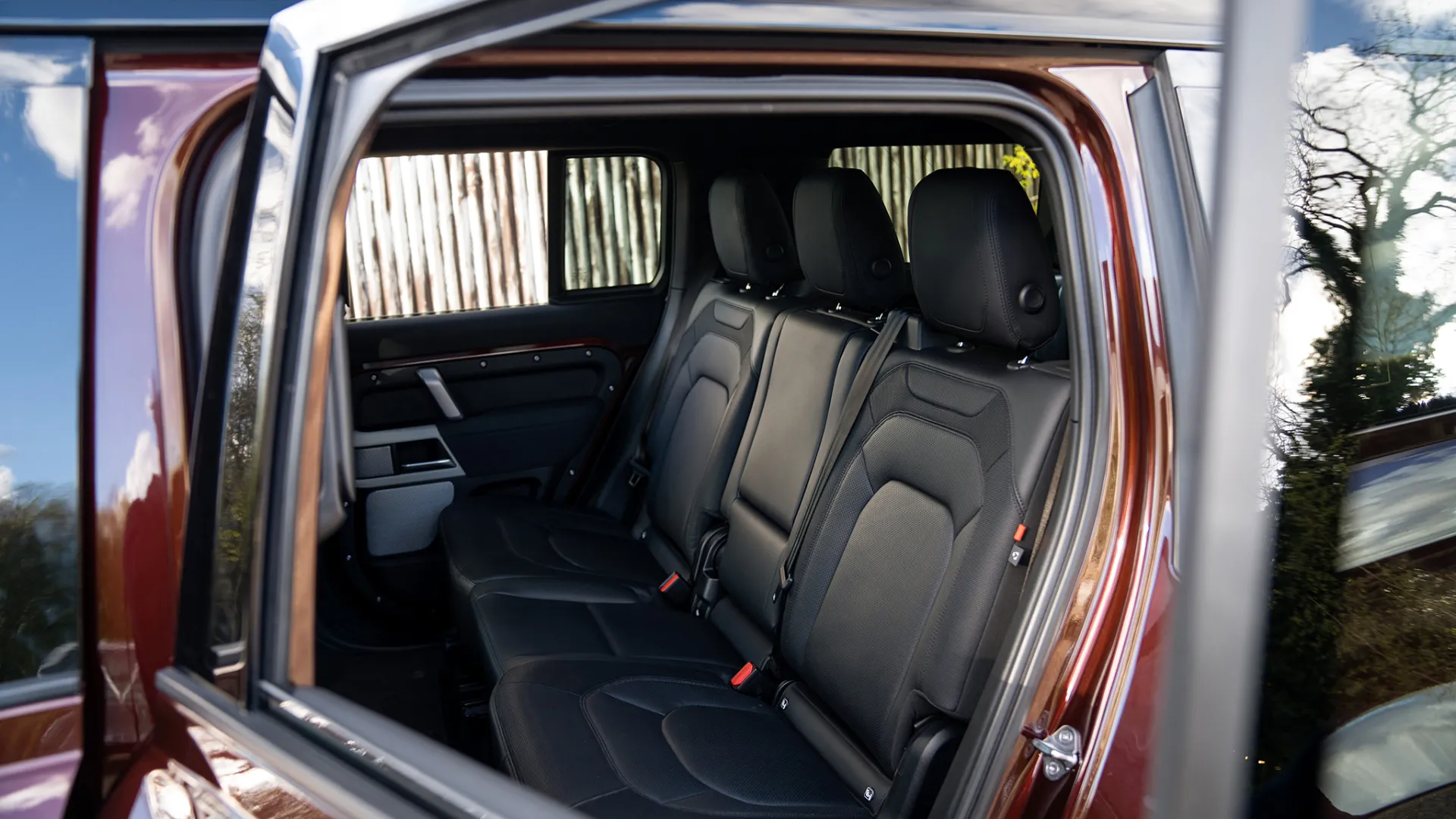 Black leather interior inside Modern Landrover Defender