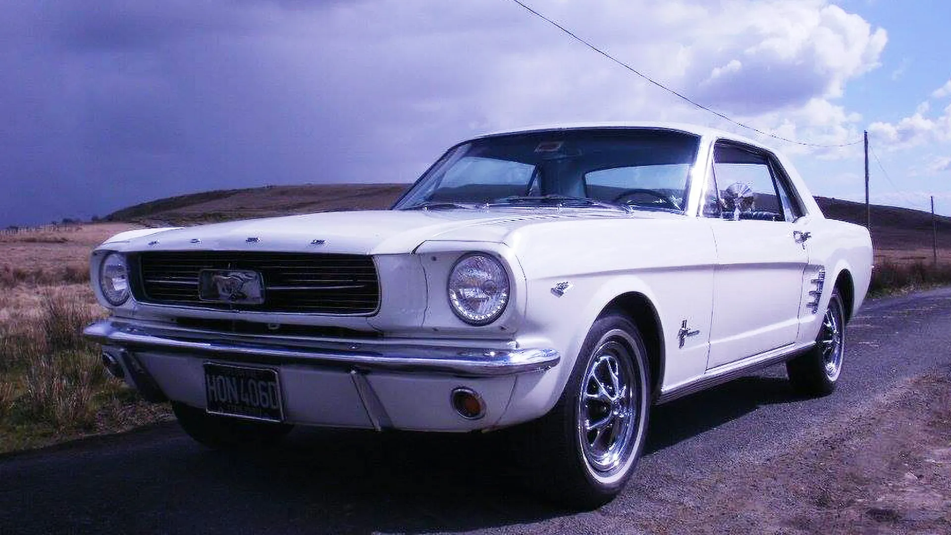 Classic White Ford Mustang