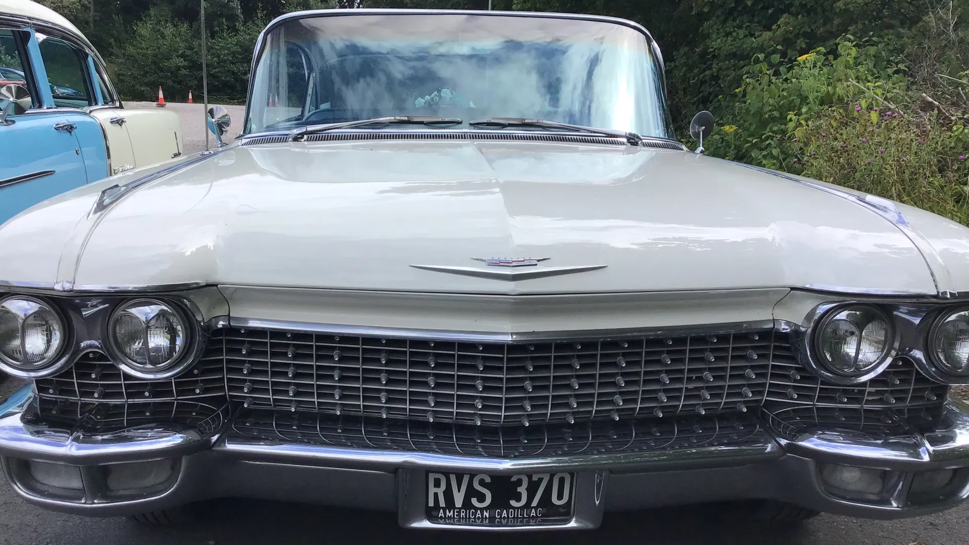 Front Chrome grill and headlights on Classic Cadillac