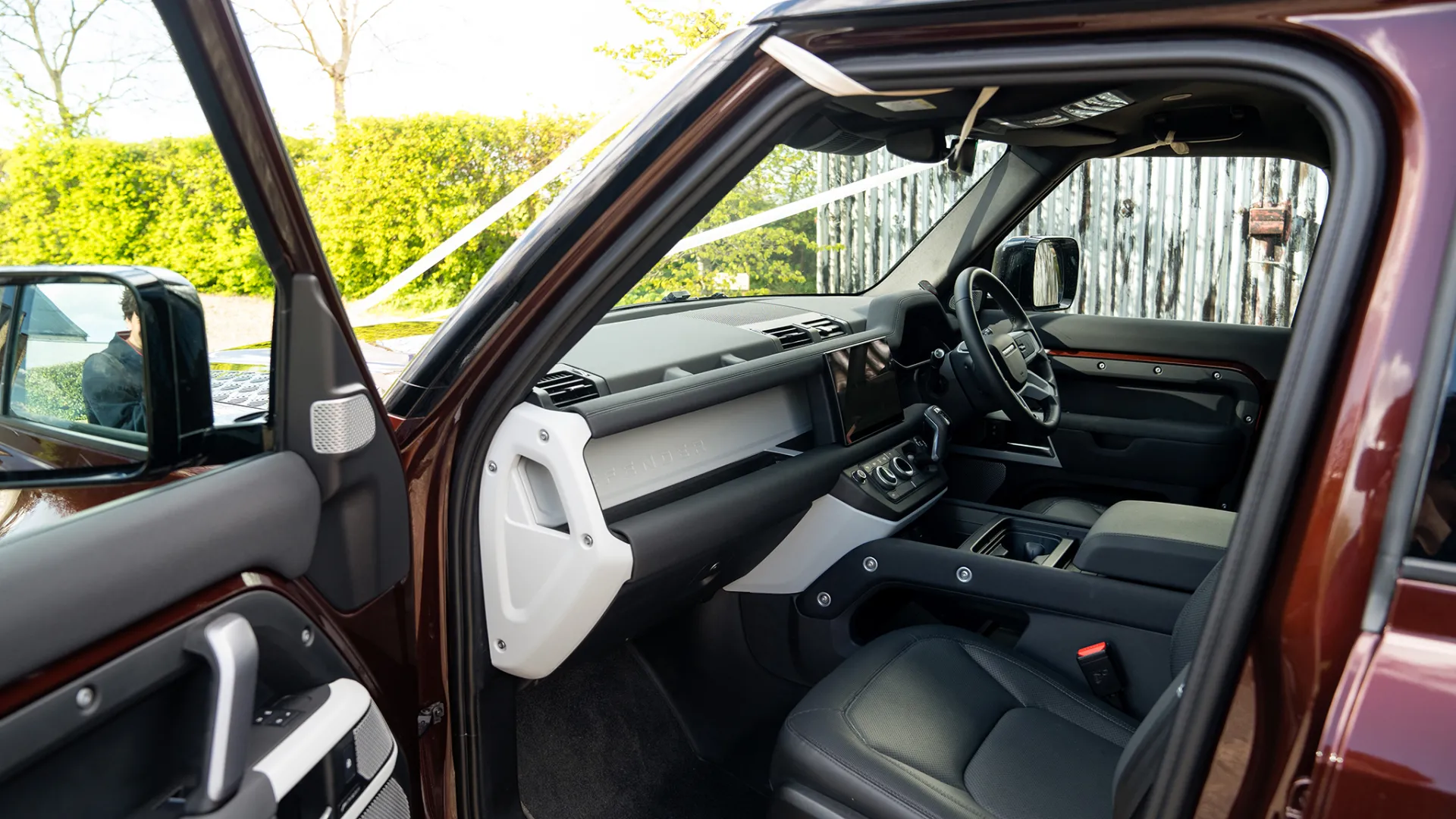 Front seating area inside Landrover Defender