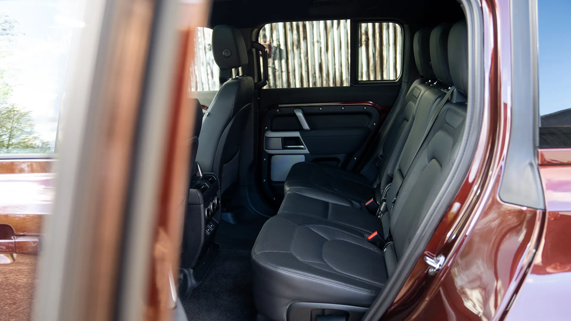 Rear interior black leather inside  Land rover Defender