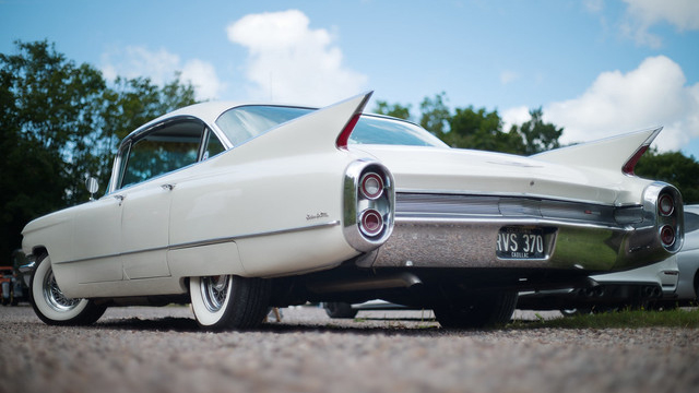 Rear view of Classic Cadilalc in White