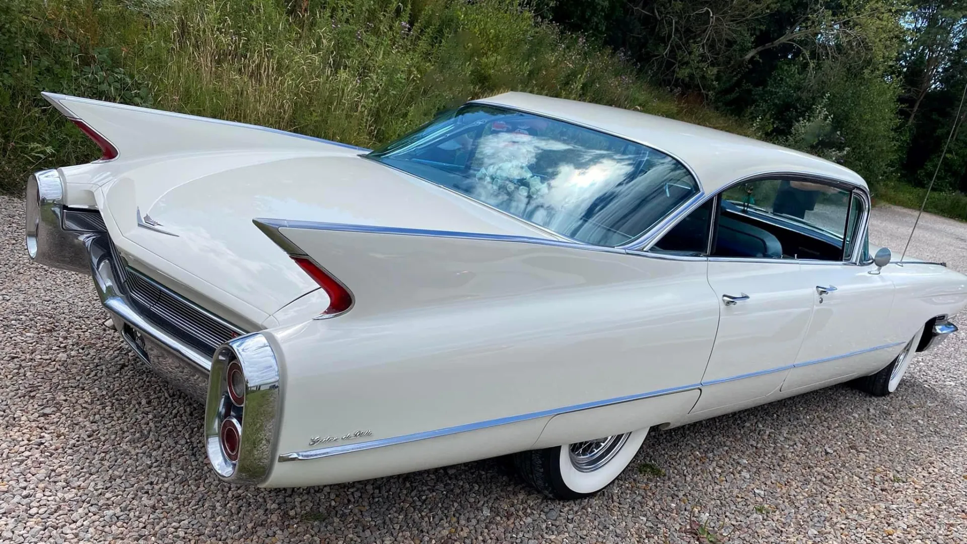 Rear side view of classic american Cadillac