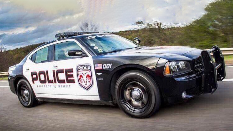 Side view of american police car Dodge Charger