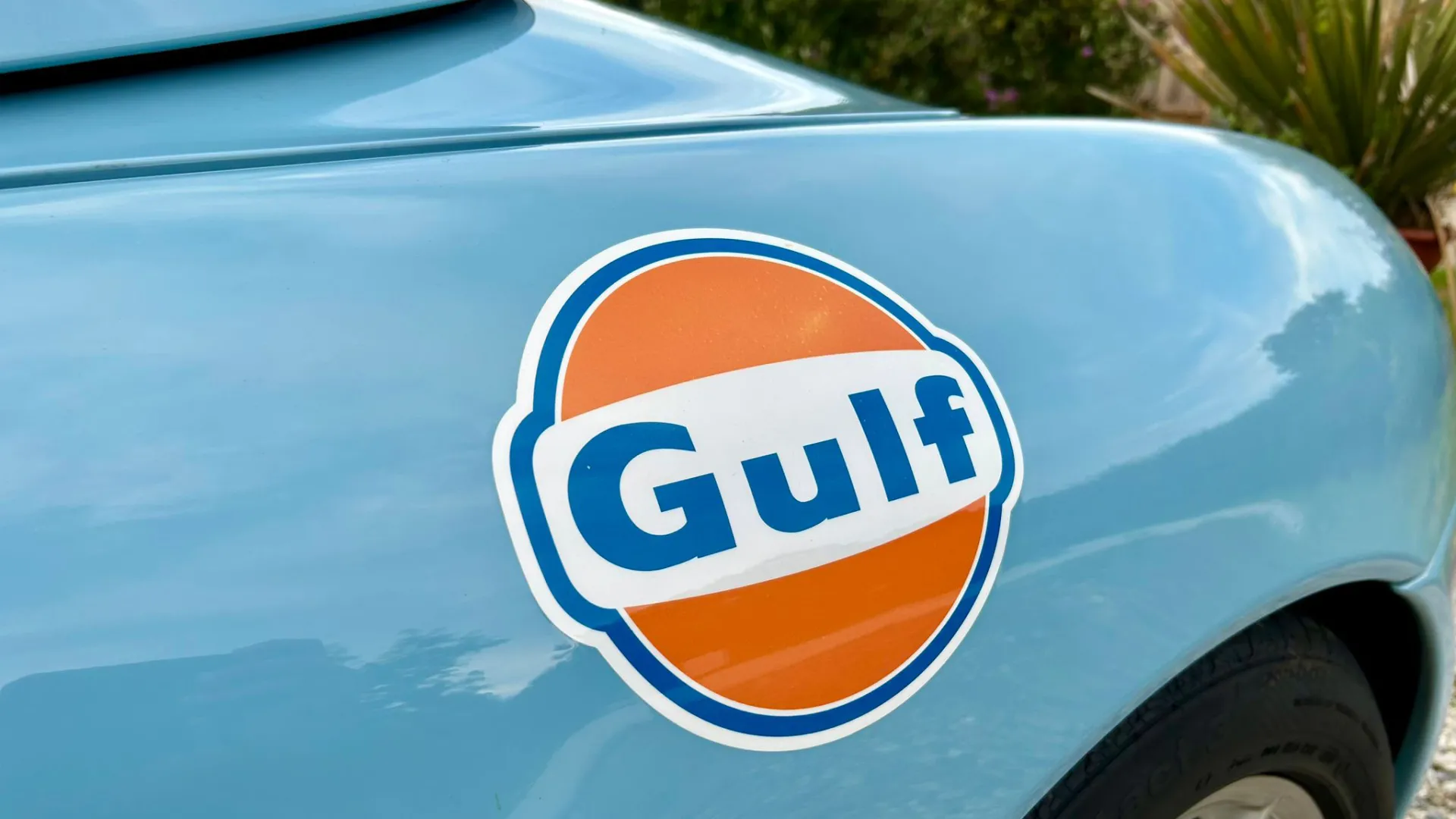 Gulf Logo on a Light Blue Porsche Boxster