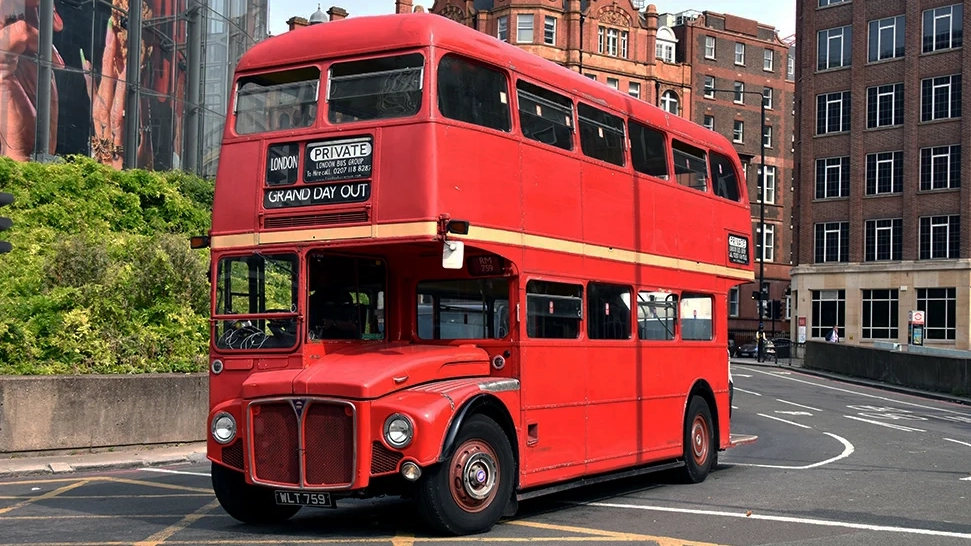 Double Decker Red Routemaster Bus in the strert of London