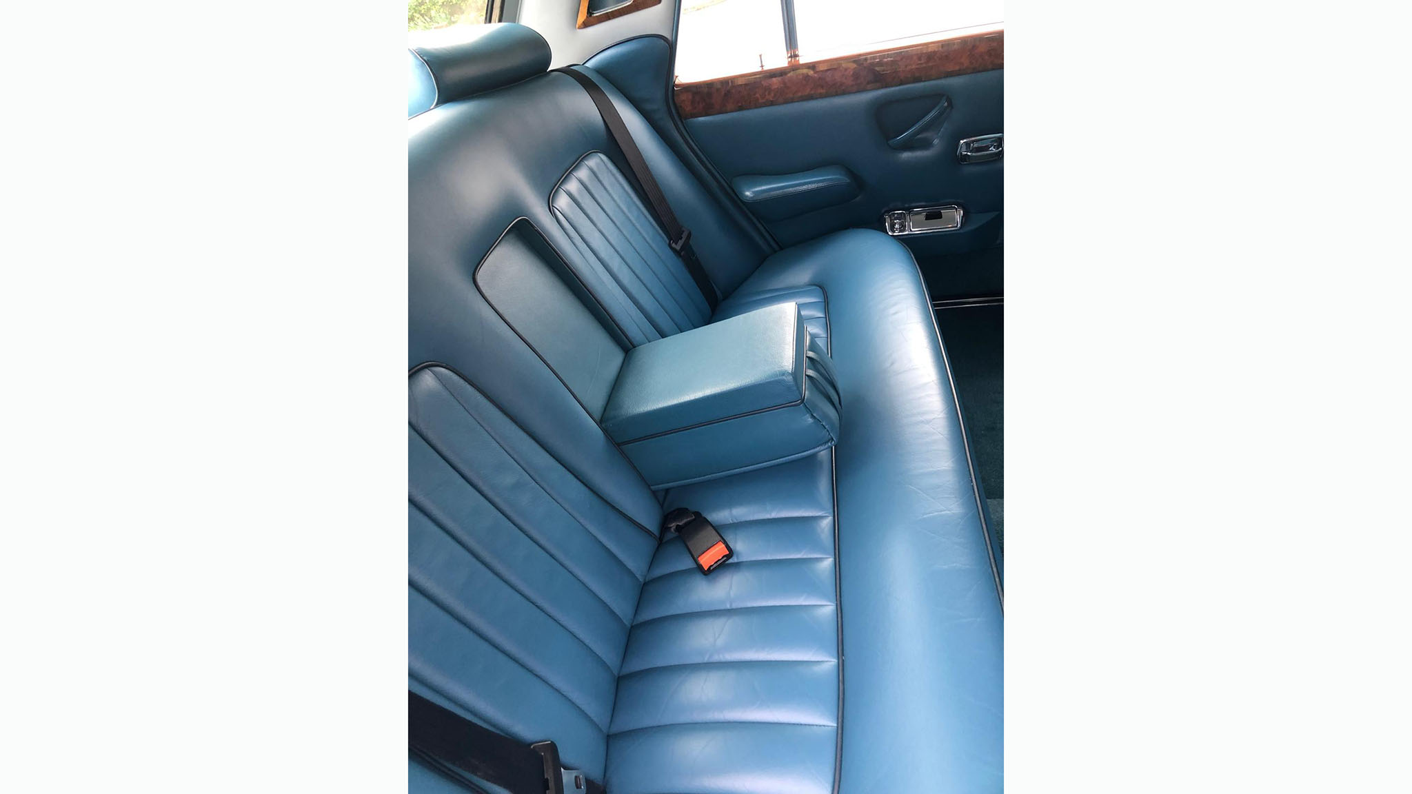 blue leather interior rear bench seat