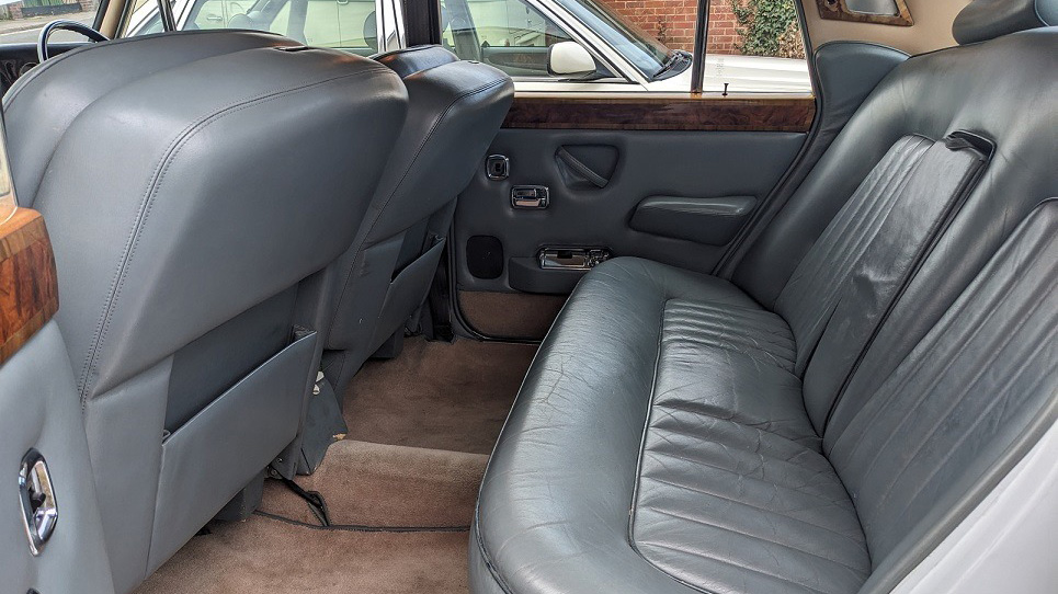 Dusty Blue rear leather interior in classic Rolls-Royce