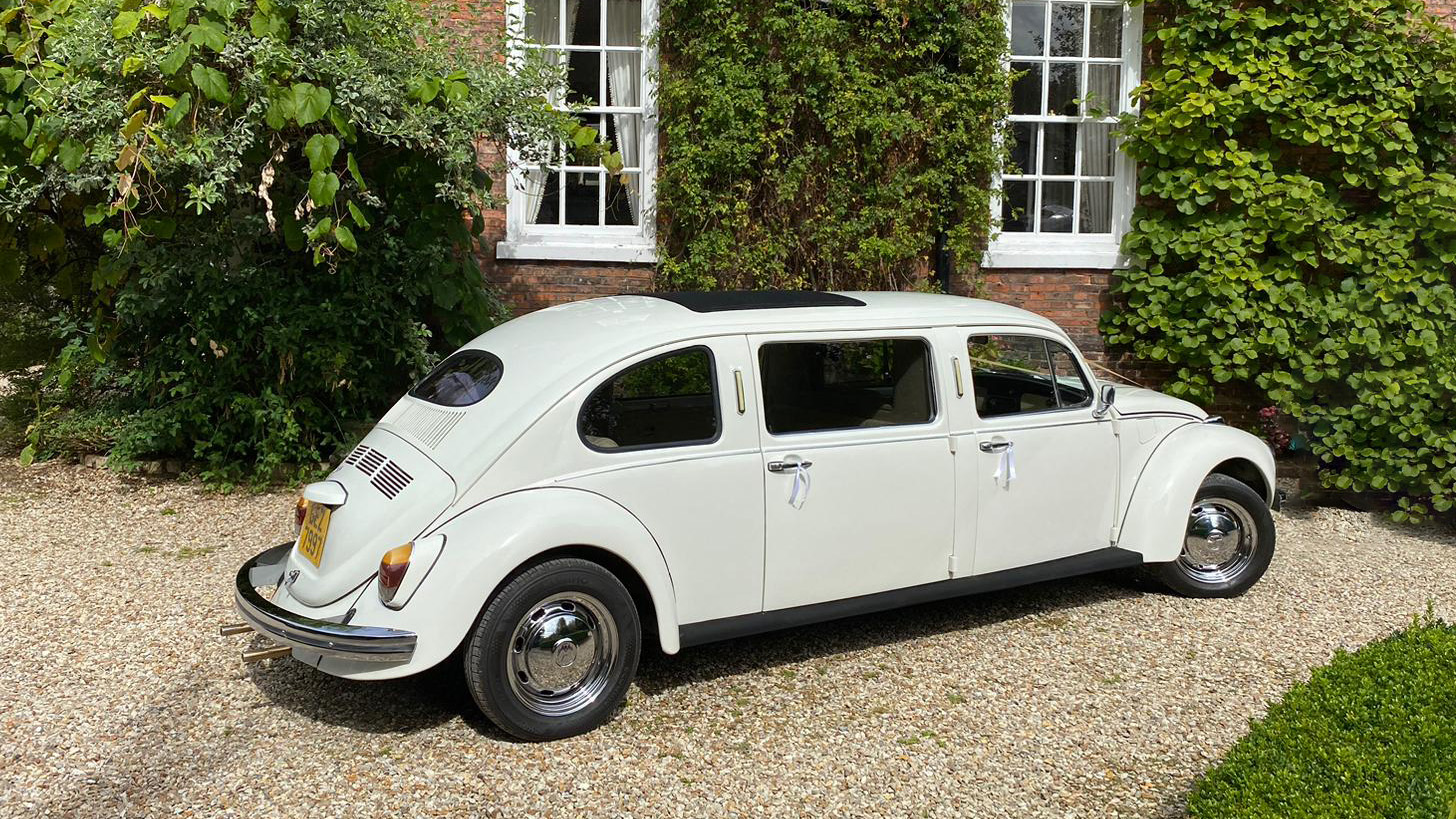 Left side view of classic VW Stretched beetle