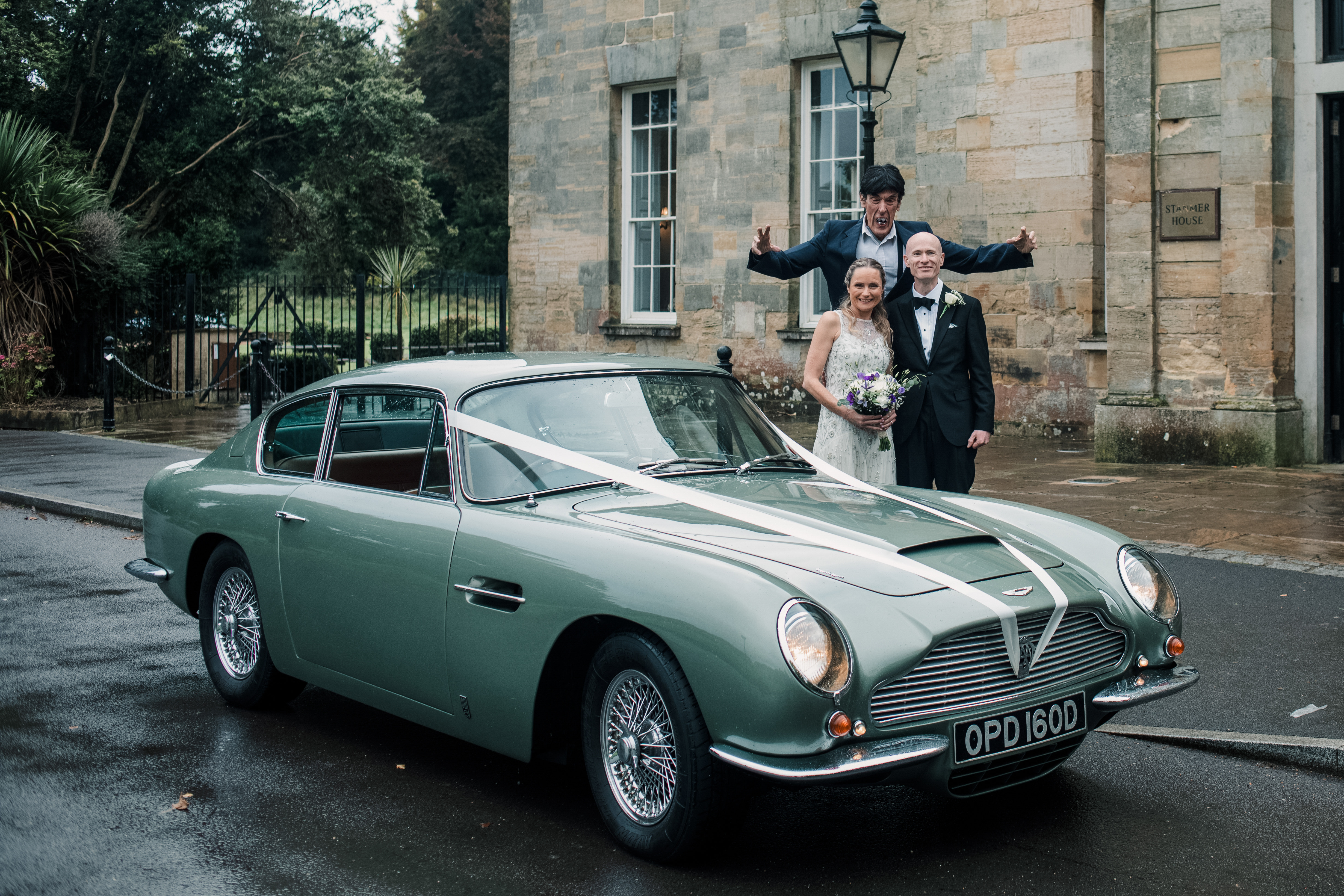 <p>Adrian provided a fantastic and friendly service, adding the perfect finishing touch to our James Bond themed wedding. The car looked amazing and we really enjoyed the ride from the church to our reception.</p><p>We did not feel rushed at all and as it started to rain Adrian was even there ready with the Aston Martin umbrella!  </p><p>Julian & Rachel</p>