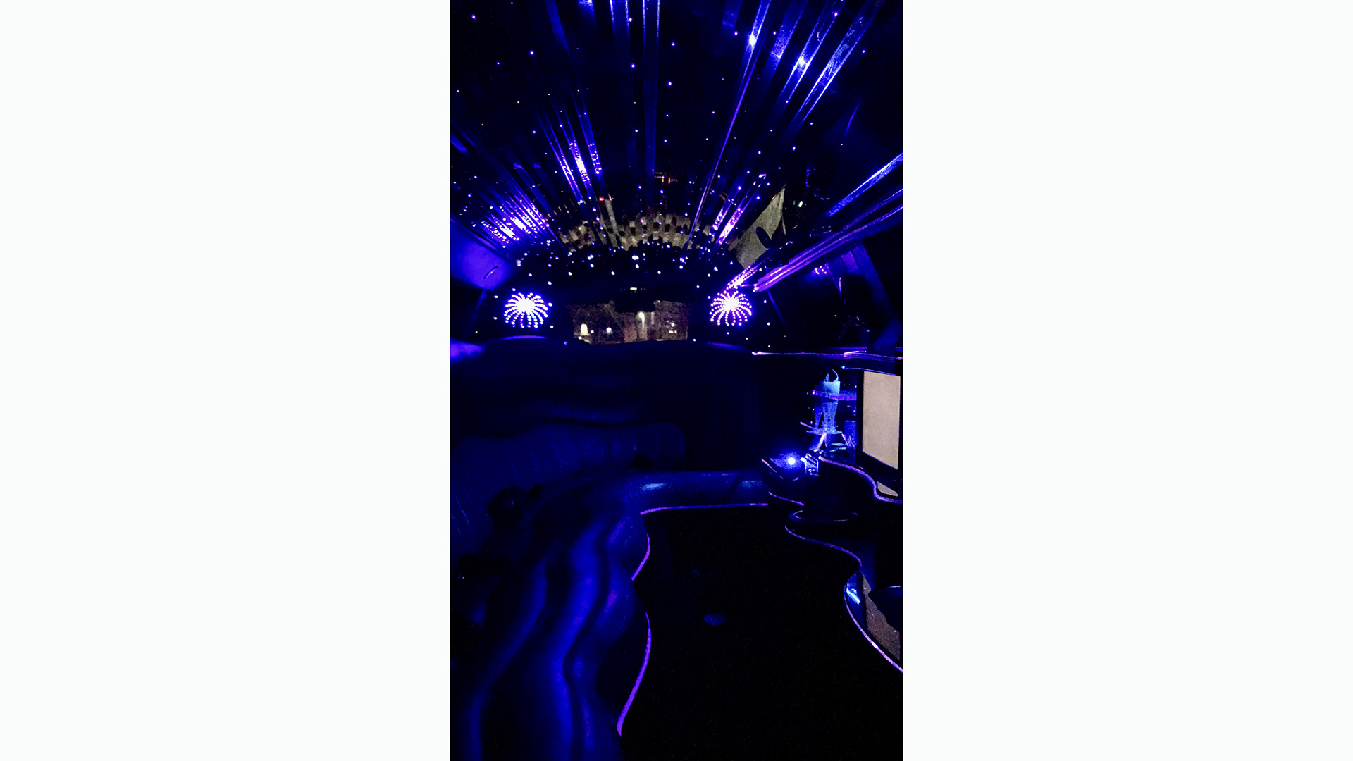 interior of a stretched limousine