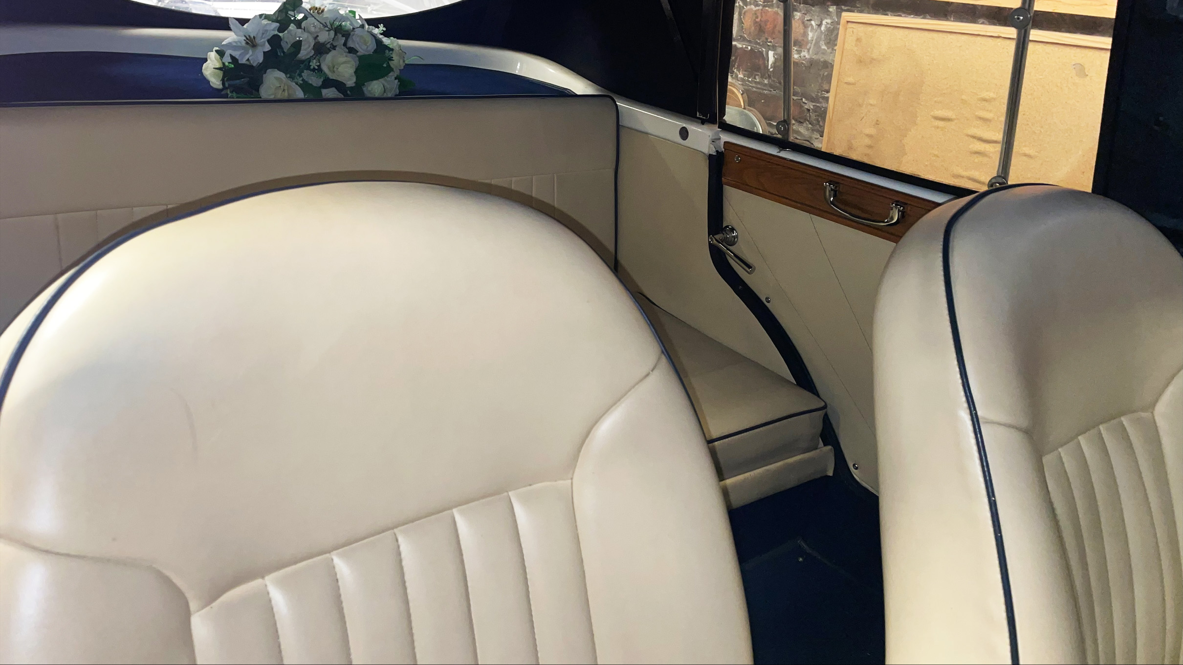 Cream leather seats inside Beauford