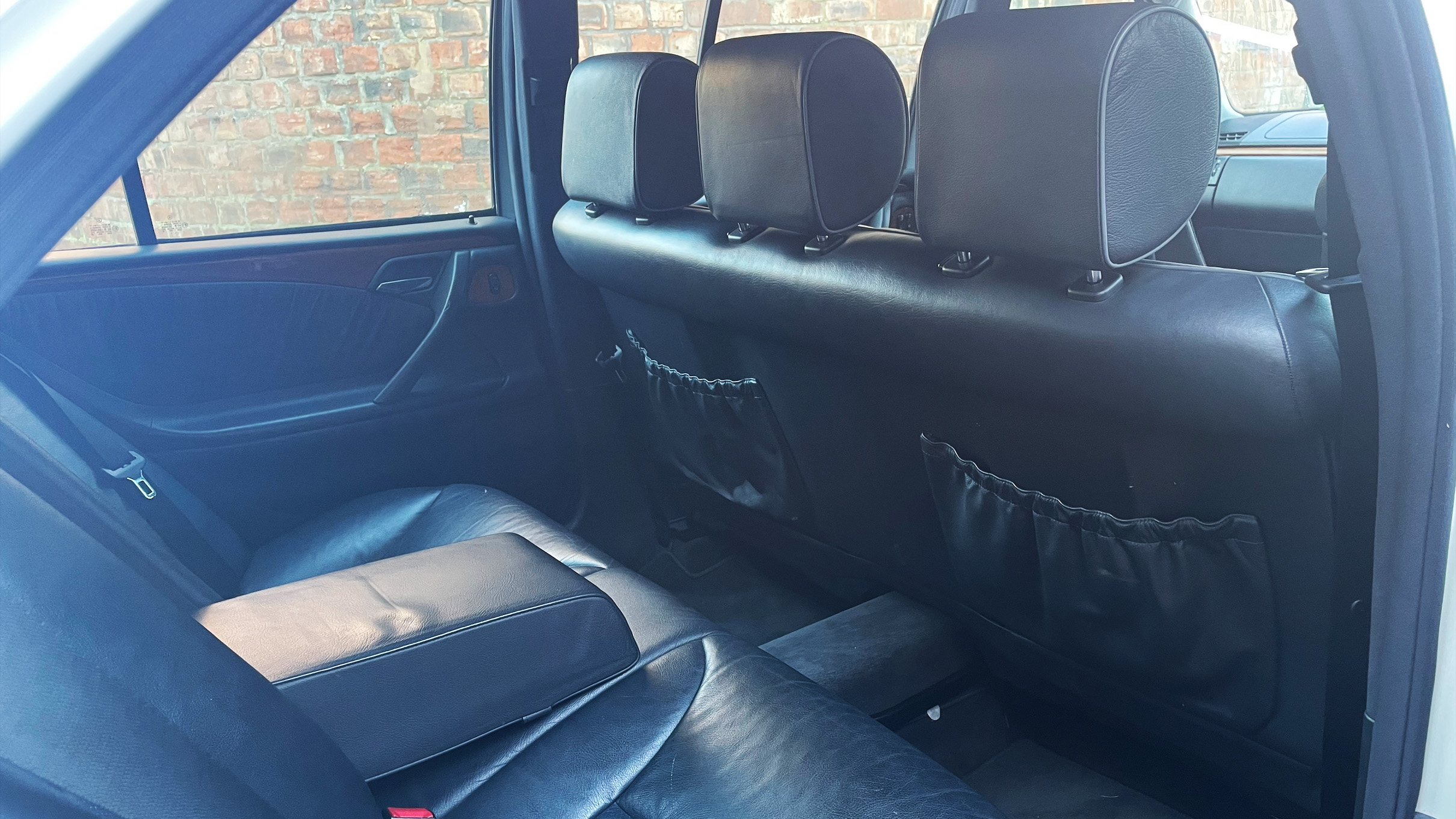 black leather interior in Stretched Mercedes Limousine