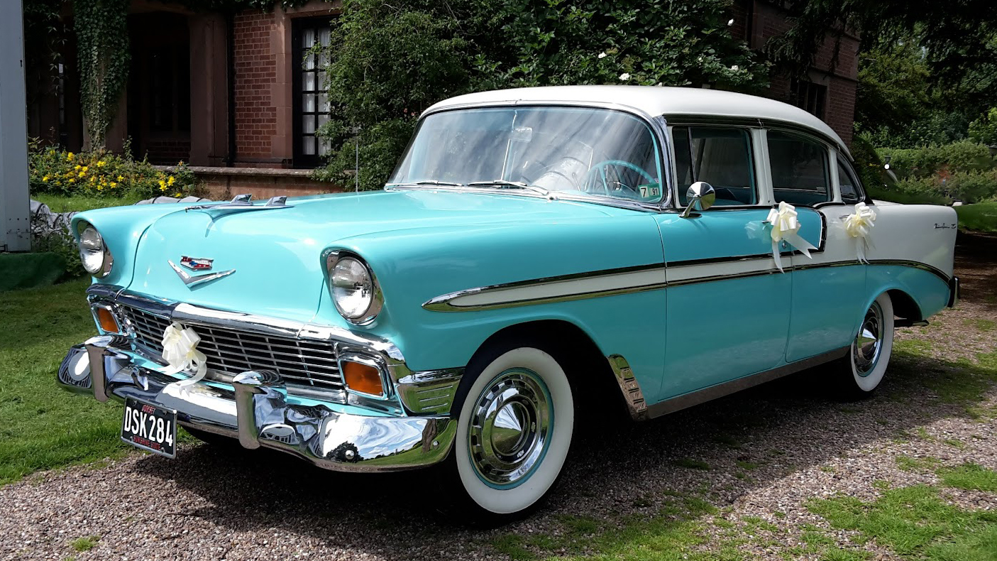 American Chevrolet BelAir in two-tone Teal Blue and White