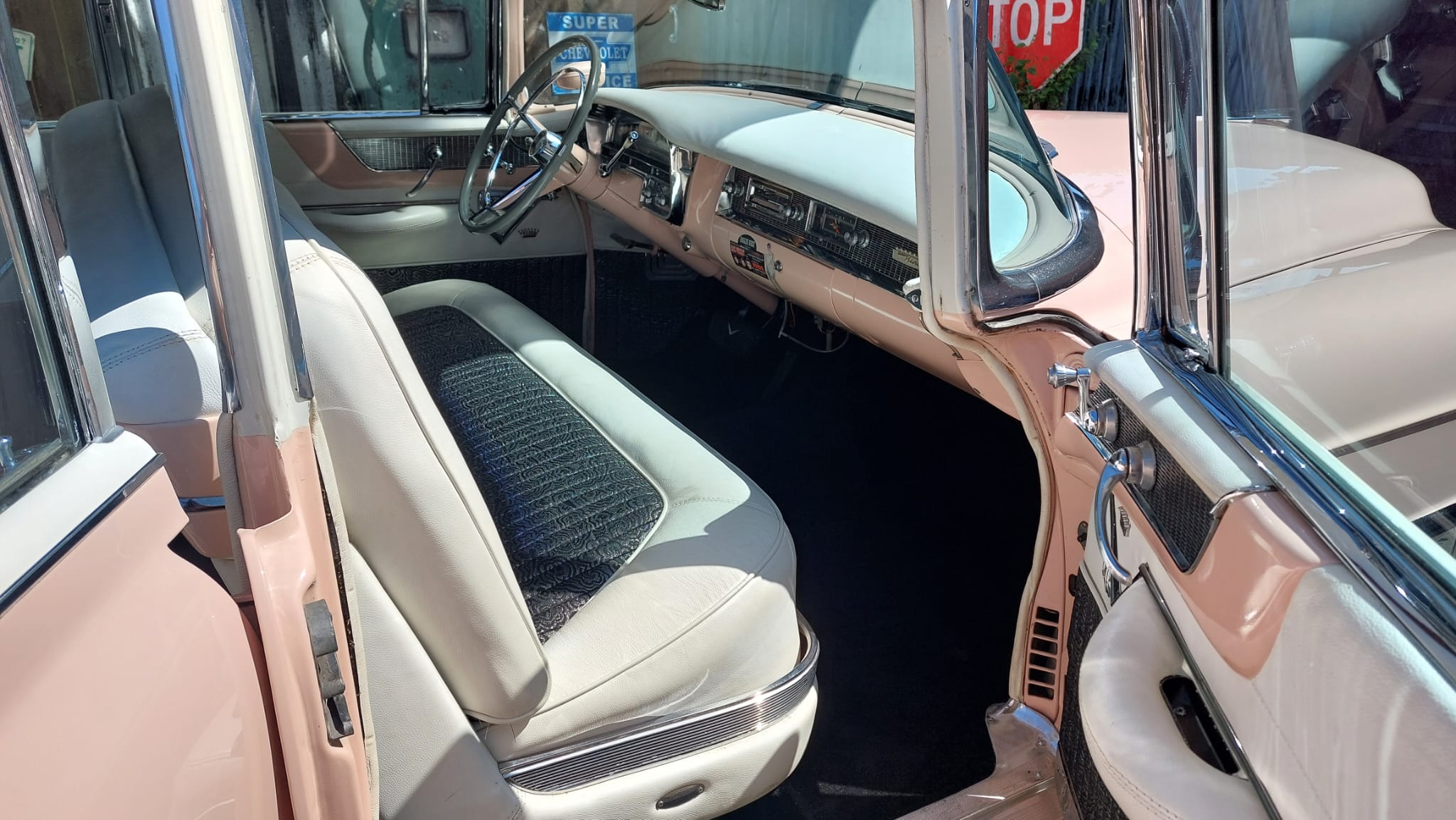 Front passenger bench seat inside Classic Cadillac